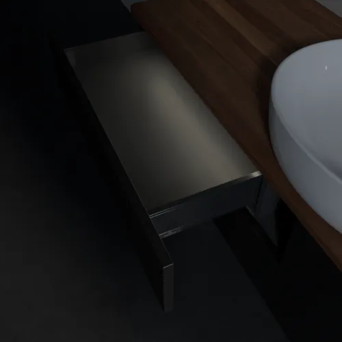 Bild von VILLEROY BOCH Antao Waschbeckenunterschrank, mit Beleuchtung, 4 Auszüge, 1600 x 360 x 500 mm, Front mit Struktur, Black Matt Lacquer / Warm Walnut #L25112PD