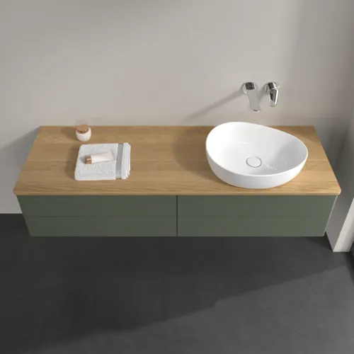 VILLEROY BOCH Antao Waschbeckenunterschrank, mit Beleuchtung, 4 Auszüge, 1600 x 360 x 500 mm, Front ohne Struktur, Leaf Green Matt Lacquer / Honey Oak #L27011HL, Bild 4