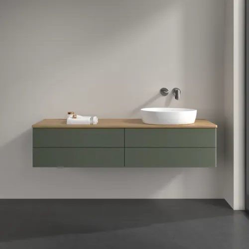 VILLEROY BOCH Antao Waschbeckenunterschrank, mit Beleuchtung, 4 Auszüge, 1600 x 360 x 500 mm, Front ohne Struktur, Leaf Green Matt Lacquer / Honey Oak #L27011HL, Bild 3