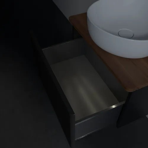 Bild von VILLEROY BOCH Antao Waschbeckenunterschrank, mit Beleuchtung, 1 Auszug, 600 x 360 x 500 mm, Front mit Struktur, Black Matt Lacquer / Warm Walnut #L29152PD