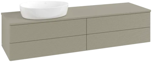 Зображення з  VILLEROY BOCH Antao Vanity unit, with lighting, 4 pull-out compartments, 1600 x 360 x 500 mm, Front with grain texture, Stone Grey Matt Lacquer / Stone Grey Matt Lacquer #L26110HK
