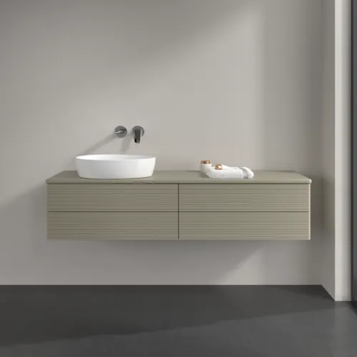 Bild von VILLEROY BOCH Antao Waschbeckenunterschrank, mit Beleuchtung, 4 Auszüge, 1600 x 360 x 500 mm, Front mit Struktur, Stone Grey Matt Lacquer / Stone Grey Matt Lacquer #L26110HK
