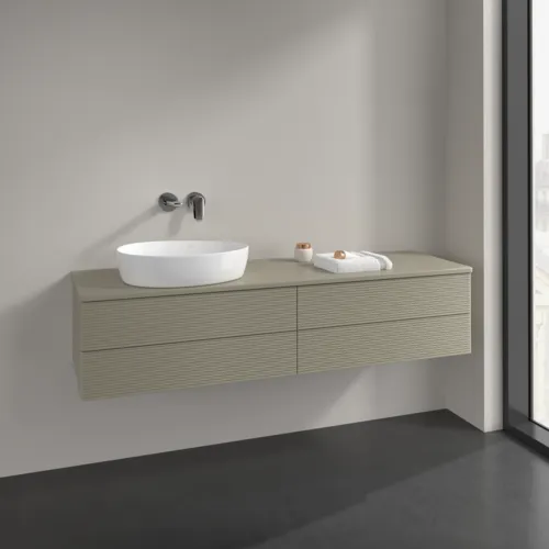 Bild von VILLEROY BOCH Antao Waschbeckenunterschrank, mit Beleuchtung, 4 Auszüge, 1600 x 360 x 500 mm, Front mit Struktur, Stone Grey Matt Lacquer / Stone Grey Matt Lacquer #L26110HK
