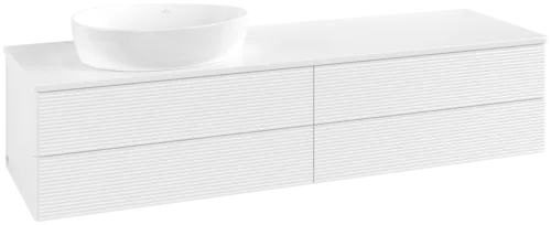 Зображення з  VILLEROY BOCH Antao Vanity unit, with lighting, 4 pull-out compartments, 1600 x 360 x 500 mm, Front with grain texture, White Matt Lacquer / White Matt Lacquer #L26110MT
