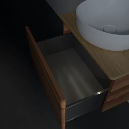 Bild von VILLEROY BOCH Antao Waschbeckenunterschrank, mit Beleuchtung, 1 Auszug, 600 x 360 x 500 mm, Front ohne Struktur, Warm Walnut / Honey Oak #L29051HM