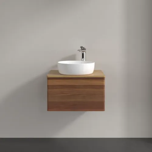 Зображення з  VILLEROY BOCH Antao Vanity unit, with lighting, 1 pull-out compartment, 600 x 360 x 500 mm, Front without structure, Warm Walnut / Honey Oak #L29051HM