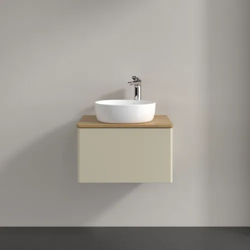 Obrázek VILLEROY BOCH Antao Vanity unit, with lighting, 1 pull-out compartment, 600 x 360 x 500 mm, Front without structure, Silk Grey Matt Lacquer / Honey Oak #L29051HJ