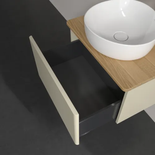 Obrázek VILLEROY BOCH Antao Vanity unit, with lighting, 1 pull-out compartment, 600 x 360 x 500 mm, Front without structure, Silk Grey Matt Lacquer / Honey Oak #L29051HJ