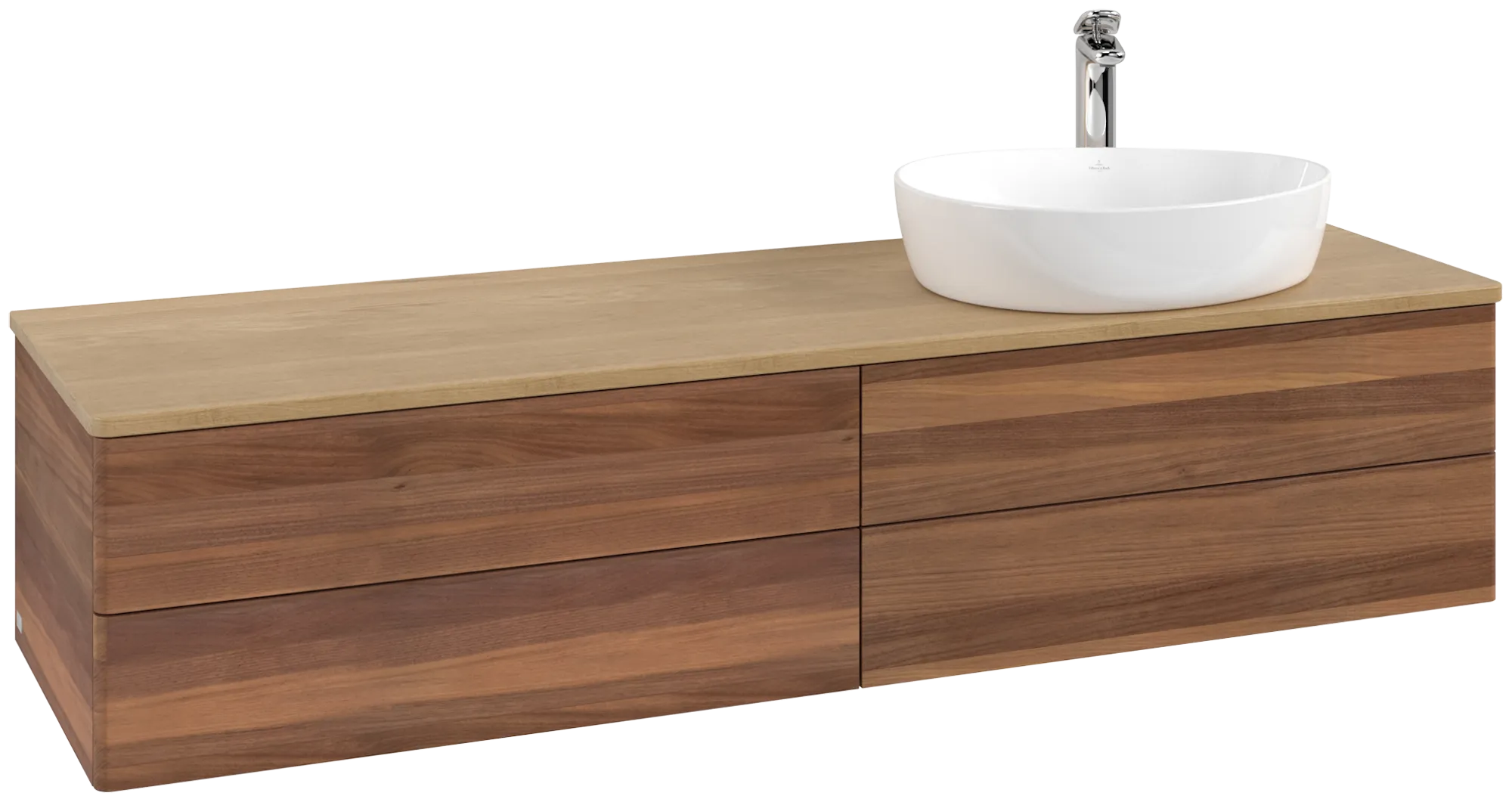 Picture of VILLEROY BOCH Antao Vanity unit, with lighting, 4 pull-out compartments, 1600 x 360 x 500 mm, Front without structure, Warm Walnut / Honey Oak #L27051HM