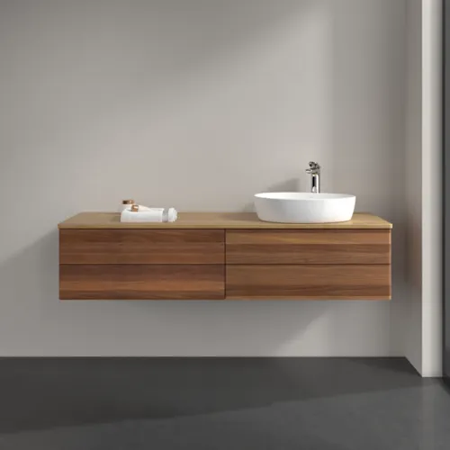 Bild von VILLEROY BOCH Antao Waschbeckenunterschrank, mit Beleuchtung, 4 Auszüge, 1600 x 360 x 500 mm, Front ohne Struktur, Warm Walnut / Honey Oak #L27051HM