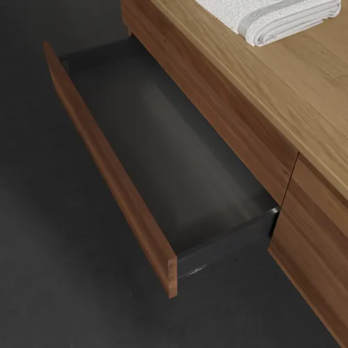 Bild von VILLEROY BOCH Antao Waschbeckenunterschrank, mit Beleuchtung, 4 Auszüge, 1600 x 360 x 500 mm, Front ohne Struktur, Warm Walnut / Honey Oak #L27051HM