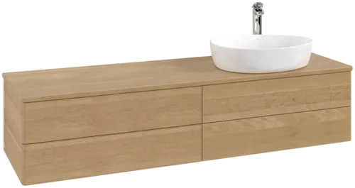 Picture of VILLEROY BOCH Antao Vanity unit, with lighting, 4 pull-out compartments, 1600 x 360 x 500 mm, Front without structure, Honey Oak / Honey Oak #L27051HN