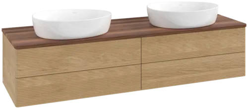 Picture of VILLEROY BOCH Antao Vanity unit, with lighting, 4 pull-out compartments, 1600 x 360 x 500 mm, Front with grain texture, Honey Oak / Warm Walnut #L28112HN