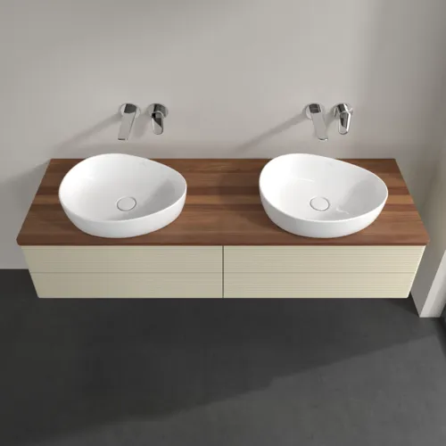 VILLEROY BOCH Antao Waschbeckenunterschrank, mit Beleuchtung, 4 Auszüge, 1600 x 360 x 500 mm, Front mit Struktur, Silk Grey Matt Lacquer / Warm Walnut #L28112HJ, Bild 4