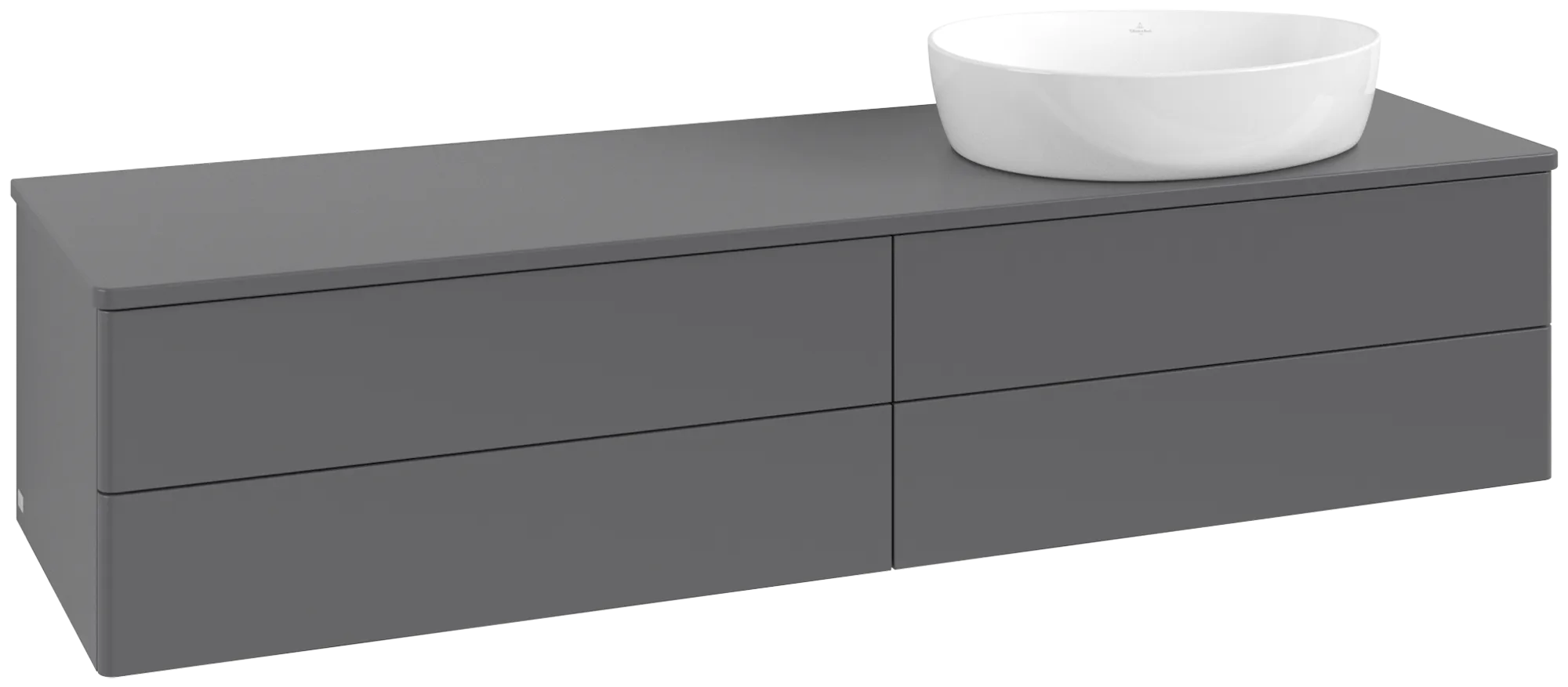 Picture of VILLEROY BOCH Antao Vanity unit, with lighting, 4 pull-out compartments, 1600 x 360 x 500 mm, Front without structure, Anthracite Matt Lacquer / Anthracite Matt Lacquer #L27050GK