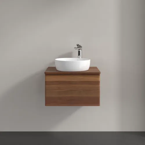 Bild von VILLEROY BOCH Antao Waschbeckenunterschrank, mit Beleuchtung, 1 Auszug, 600 x 360 x 500 mm, Front ohne Struktur, Warm Walnut / Warm Walnut #L29052HM
