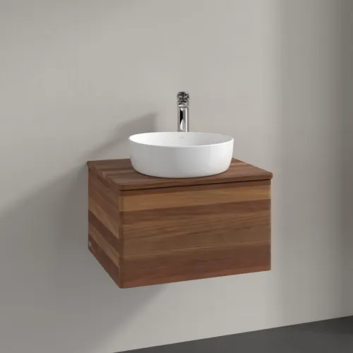 Bild von VILLEROY BOCH Antao Waschbeckenunterschrank, mit Beleuchtung, 1 Auszug, 600 x 360 x 500 mm, Front ohne Struktur, Warm Walnut / Warm Walnut #L29052HM