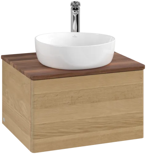 Picture of VILLEROY BOCH Antao Vanity unit, with lighting, 1 pull-out compartment, 600 x 360 x 500 mm, Front without structure, Honey Oak / Warm Walnut #L29052HN