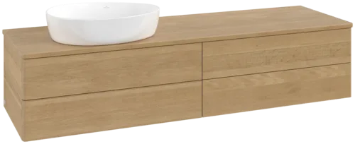 Picture of VILLEROY BOCH Antao Vanity unit, with lighting, 4 pull-out compartments, 1600 x 360 x 500 mm, Front without structure, Honey Oak / Honey Oak #L26011HN