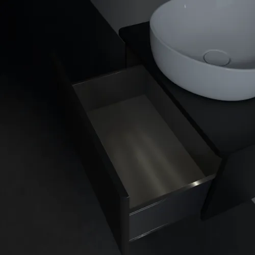Obrázek VILLEROY BOCH Antao Vanity unit, with lighting, 1 pull-out compartment, 600 x 360 x 500 mm, Front without structure, Black Matt Lacquer / Black Matt Lacquer #L29010PD