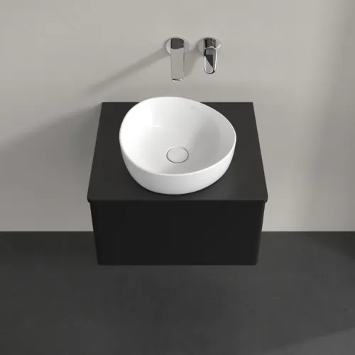 Obrázek VILLEROY BOCH Antao Vanity unit, with lighting, 1 pull-out compartment, 600 x 360 x 500 mm, Front without structure, Black Matt Lacquer / Black Matt Lacquer #L29010PD