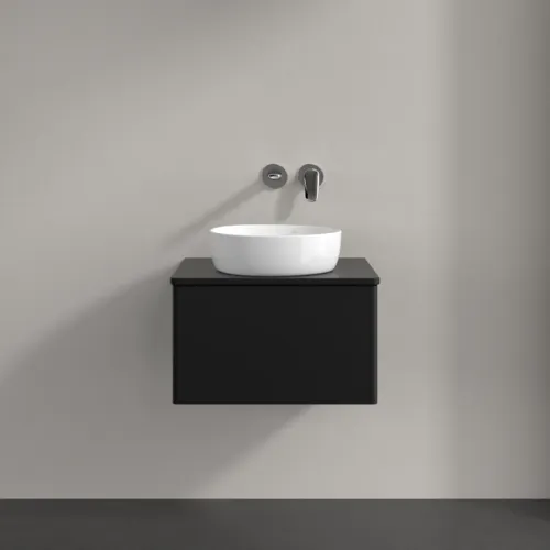 Obrázek VILLEROY BOCH Antao Vanity unit, with lighting, 1 pull-out compartment, 600 x 360 x 500 mm, Front without structure, Black Matt Lacquer / Black Matt Lacquer #L29010PD