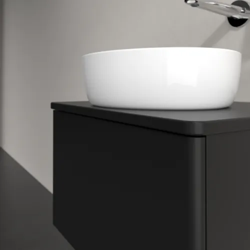 Obrázek VILLEROY BOCH Antao Vanity unit, with lighting, 1 pull-out compartment, 600 x 360 x 500 mm, Front without structure, Black Matt Lacquer / Black Matt Lacquer #L29010PD