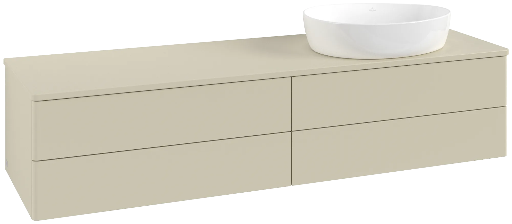 Picture of VILLEROY BOCH Antao Vanity unit, with lighting, 4 pull-out compartments, 1600 x 360 x 500 mm, Front without structure, Silk Grey Matt Lacquer / Silk Grey Matt Lacquer #L27050HJ