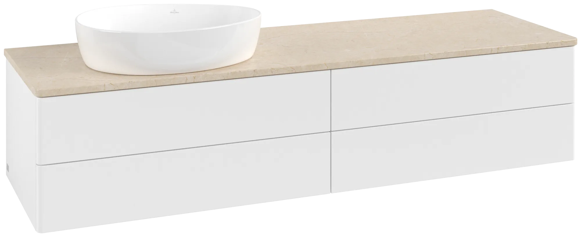 Picture of VILLEROY BOCH Antao Vanity unit, with lighting, 4 pull-out compartments, 1600 x 360 x 500 mm, Front without structure, White Matt Lacquer / Botticino #L26013MT