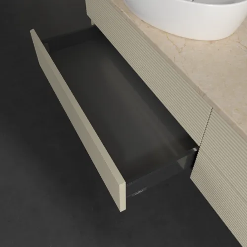 Bild von VILLEROY BOCH Antao Waschbeckenunterschrank, mit Beleuchtung, 4 Auszüge, 1600 x 360 x 500 mm, Front mit Struktur, Silk Grey Matt Lacquer / Botticino #L28113HJ