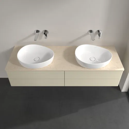 Bild von VILLEROY BOCH Antao Waschbeckenunterschrank, mit Beleuchtung, 4 Auszüge, 1600 x 360 x 500 mm, Front mit Struktur, Silk Grey Matt Lacquer / Botticino #L28113HJ