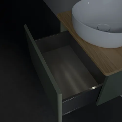 Bild von VILLEROY BOCH Antao Waschbeckenunterschrank, mit Beleuchtung, 1 Auszug, 600 x 360 x 500 mm, Front ohne Struktur, Leaf Green Matt Lacquer / Honey Oak #L29011HL