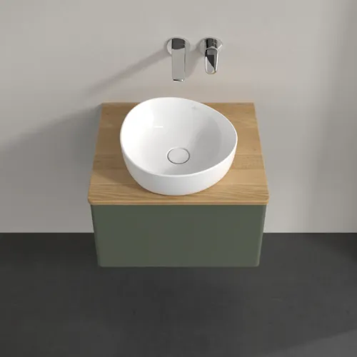 Bild von VILLEROY BOCH Antao Waschbeckenunterschrank, mit Beleuchtung, 1 Auszug, 600 x 360 x 500 mm, Front ohne Struktur, Leaf Green Matt Lacquer / Honey Oak #L29011HL