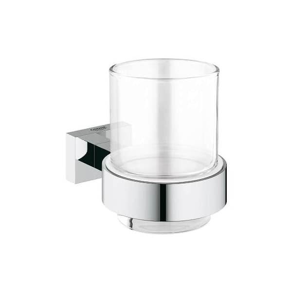 Picture of GROHE Essentials Cube Crystal glass with holder Chrome #40755001
