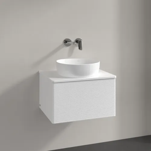 Bild von VILLEROY BOCH Antao Waschbeckenunterschrank, mit Beleuchtung, 1 Auszug, 600 x 360 x 500 mm, Front mit Struktur, White Matt Lacquer / White Matt Lacquer #L29110MT
