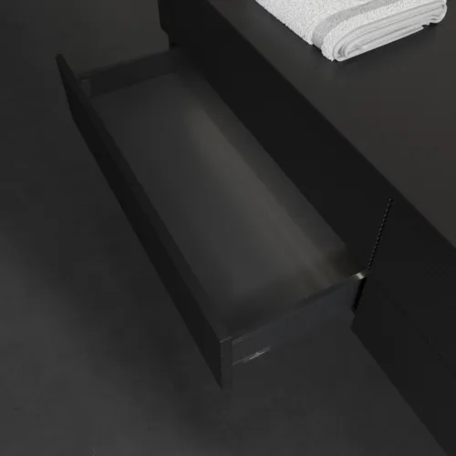 Bild von VILLEROY BOCH Antao Waschbeckenunterschrank, mit Beleuchtung, 4 Auszüge, 1600 x 360 x 500 mm, Front mit Struktur, Black Matt Lacquer / Black Matt Lacquer #L27150PD