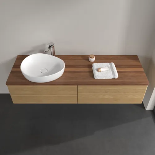 Bild von VILLEROY BOCH Antao Waschbeckenunterschrank, mit Beleuchtung, 4 Auszüge, 1600 x 360 x 500 mm, Front ohne Struktur, Honey Oak / Warm Walnut #L26052HN