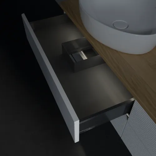 Bild von VILLEROY BOCH Antao Waschbeckenunterschrank, mit Beleuchtung, 4 Auszüge, 1600 x 360 x 500 mm, Front mit Struktur, White Matt Lacquer / Honey Oak #L26151MT