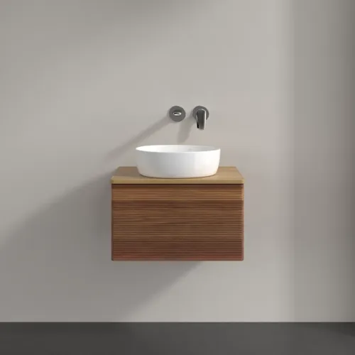 Bild von VILLEROY BOCH Antao Waschbeckenunterschrank, mit Beleuchtung, 1 Auszug, 600 x 360 x 500 mm, Front mit Struktur, Warm Walnut / Honey Oak #L29111HM