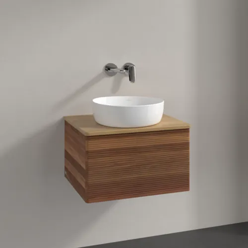 Bild von VILLEROY BOCH Antao Waschbeckenunterschrank, mit Beleuchtung, 1 Auszug, 600 x 360 x 500 mm, Front mit Struktur, Warm Walnut / Honey Oak #L29111HM