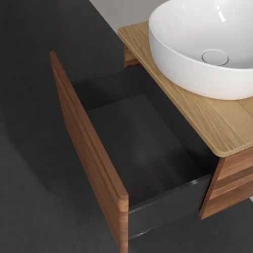 Bild von VILLEROY BOCH Antao Waschbeckenunterschrank, mit Beleuchtung, 1 Auszug, 600 x 360 x 500 mm, Front mit Struktur, Warm Walnut / Honey Oak #L29111HM