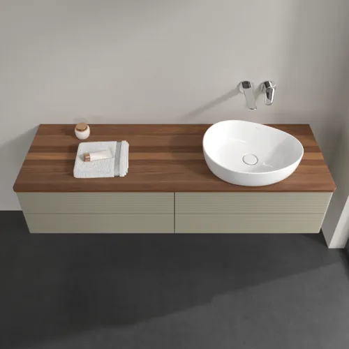 Bild von VILLEROY BOCH Antao Waschbeckenunterschrank, mit Beleuchtung, 4 Auszüge, 1600 x 360 x 500 mm, Front mit Struktur, Stone Grey Matt Lacquer / Warm Walnut #L27112HK
