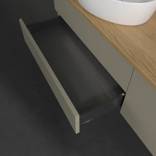 Obrázek VILLEROY BOCH Antao Vanity unit, with lighting, 4 pull-out compartments, 1600 x 360 x 500 mm, Front without structure, Stone Grey Matt Lacquer / Honey Oak #L28051HK