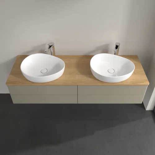 Obrázek VILLEROY BOCH Antao Vanity unit, with lighting, 4 pull-out compartments, 1600 x 360 x 500 mm, Front without structure, Stone Grey Matt Lacquer / Honey Oak #L28051HK