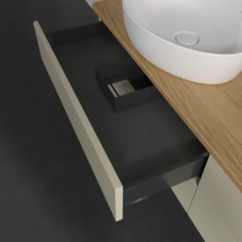 Bild von VILLEROY BOCH Antao Waschbeckenunterschrank, mit Beleuchtung, 4 Auszüge, 1600 x 360 x 500 mm, Front ohne Struktur, Silk Grey Matt Lacquer / Honey Oak #L28051HJ