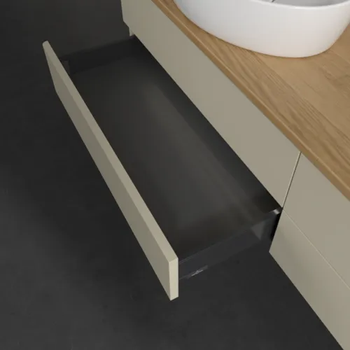 Bild von VILLEROY BOCH Antao Waschbeckenunterschrank, mit Beleuchtung, 4 Auszüge, 1600 x 360 x 500 mm, Front ohne Struktur, Silk Grey Matt Lacquer / Honey Oak #L28051HJ