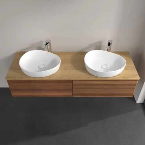 Bild von VILLEROY BOCH Antao Waschbeckenunterschrank, mit Beleuchtung, 4 Auszüge, 1600 x 360 x 500 mm, Front ohne Struktur, Warm Walnut / Honey Oak #L28051HM