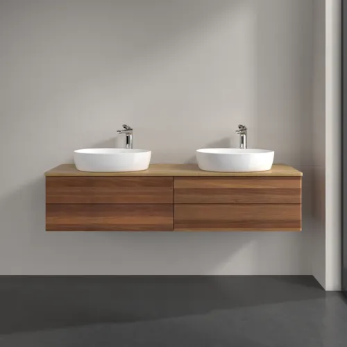 Bild von VILLEROY BOCH Antao Waschbeckenunterschrank, mit Beleuchtung, 4 Auszüge, 1600 x 360 x 500 mm, Front ohne Struktur, Warm Walnut / Honey Oak #L28051HM