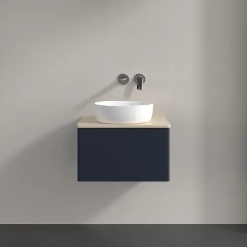 Bild von VILLEROY BOCH Antao Waschbeckenunterschrank, mit Beleuchtung, 1 Auszug, 600 x 360 x 500 mm, Front ohne Struktur, Midnight Blue Matt Lacquer / Botticino #L29013HG