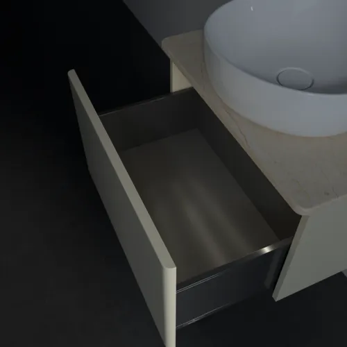 Picture of VILLEROY BOCH Antao Vanity unit, with lighting, 1 pull-out compartment, 600 x 360 x 500 mm, Front without structure, Silk Grey Matt Lacquer / Botticino #L29013HJ